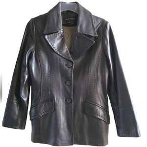 ANNE Klein Women's Real Leather Peacoat